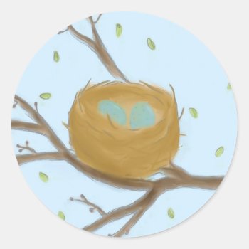 Speckled Blue Eggs In A Nest Stickers by sfcount at Zazzle