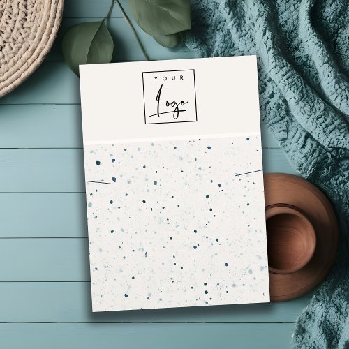 Speckled Blue White Texture Logo Necklace Display Business Card
