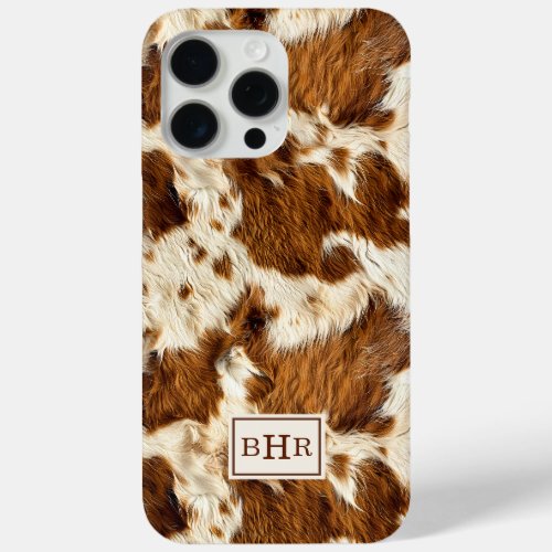 Speckled Brown Cowhide Monogrammed iPhone 15 Pro Max Case