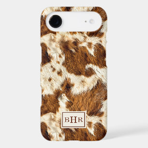 Speckled Brown Cowhide Monogrammed iPhone 17 Air Case
