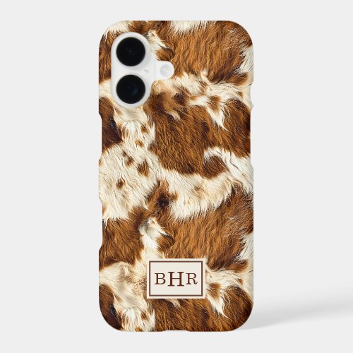 Speckled Brown Cowhide Monogrammed iPhone 17 Case