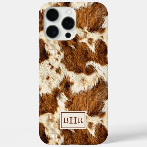 Speckled Brown Cowhide Monogrammed iPhone 16 Pro Max Case