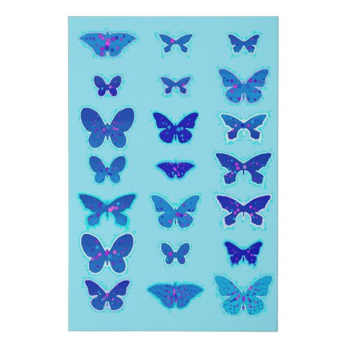 Speckled Butterflies Cobalt and Sky Blue Faux Canvas Print