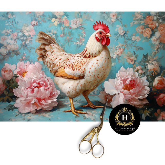Speckled Chicken Pink Peonies Decoupage Tissue Paper (Creator Uploaded)