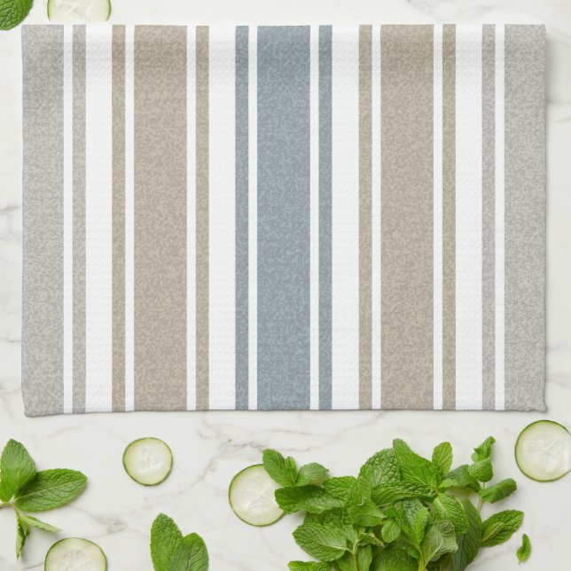 Speckled Coastal Striped Kitchen Towel (Folded)
