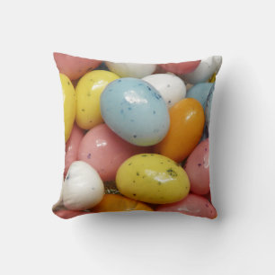 Speckled Colored Jelly Bean Easter Eggs Throw Pillow