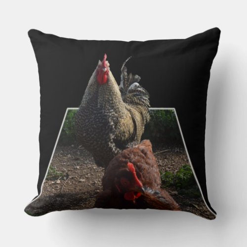 Speckled Fluffy Rooster And Hen Big Throw Cushion Throw Pillow