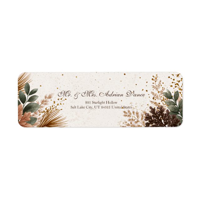 Speckled Gold Forest Green Botanical Label (Front)