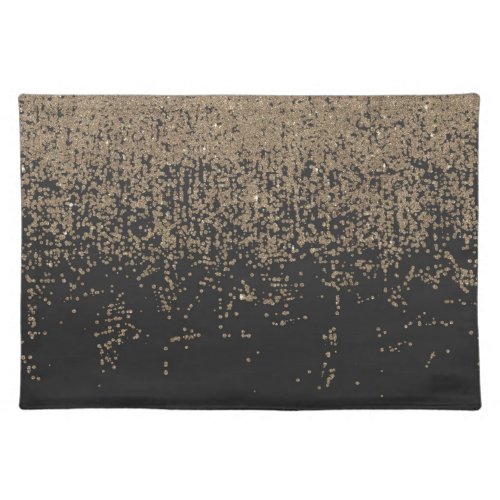 Speckled Gold Glitter Black Ombre Cloth Placemat