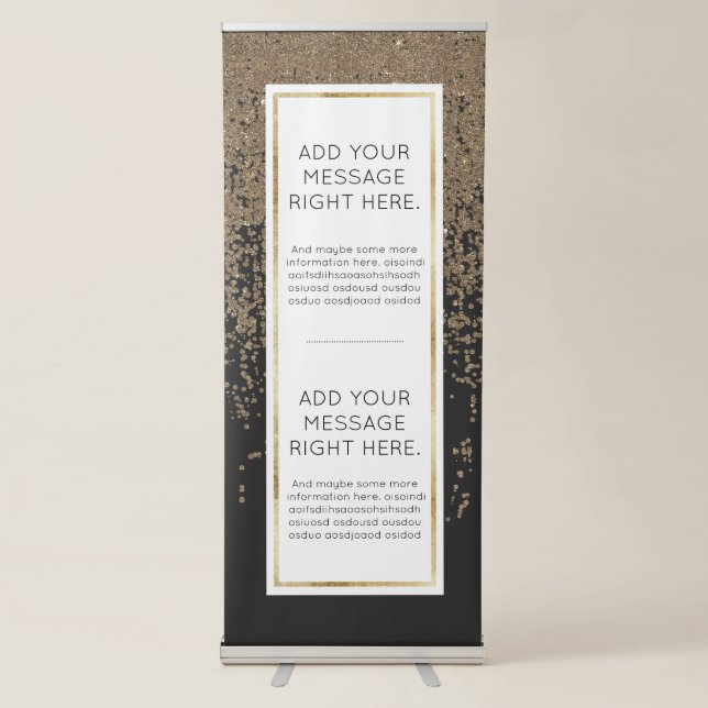 Speckled Gold Glitter Black Ombre Retractable Banner (Front)