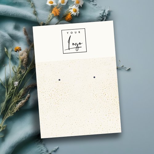 Speckled Gold White Texture Logo Earring Holder Business Card