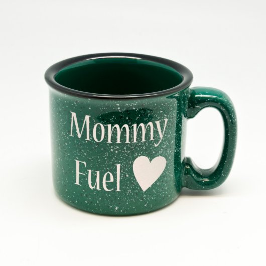 Speckled Green "Mommy Fuel" Campfire Mug (Front)