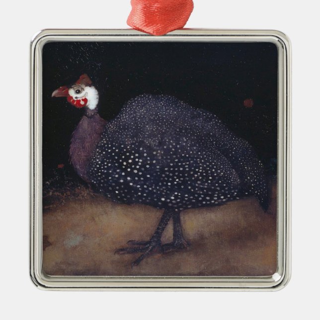 Speckled Guineafowl Bird (by Jan Mankes) Metal Ornament (Front)