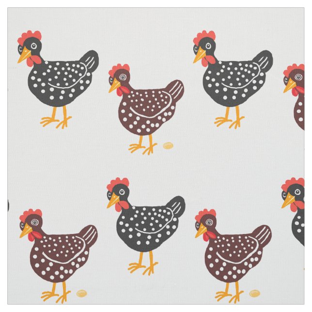 Speckled hens and eggs fabric (Swatch)
