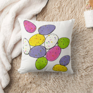 Speckled Malted Milk Easter Candy Eggs Throw Pillow