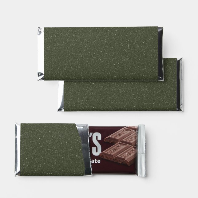 Speckled Moss Green Chocolate Wrapper – Customize Hershey Bar Favors (Front)