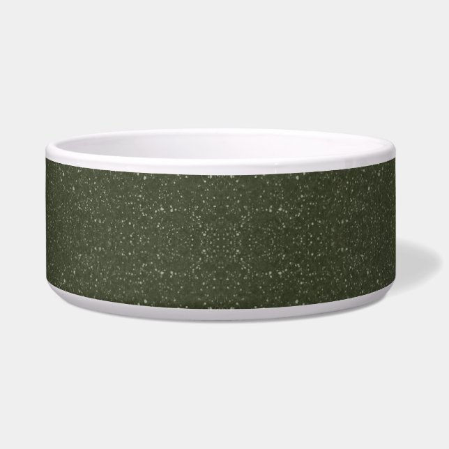 Speckled Moss Green Pet Bowl – Customizable (Front)