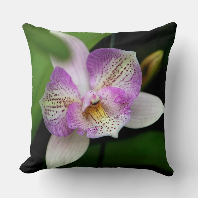 Speckled Pink Orchid Throw Pillow (Front)