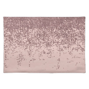 Speckled Rose Gold Glitter on Blush Pink Cloth Placemat