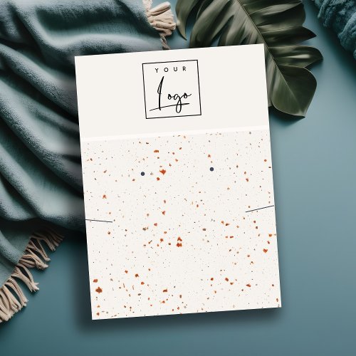 Speckled Rust White Logo Earring Necklace Display Business Card