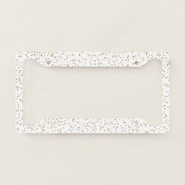 Speckled Spring Fern, Green & Orange Dots  License Plate Frame (Front)