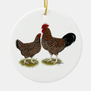 Speckled Sussex Chickens Ceramic Ornament