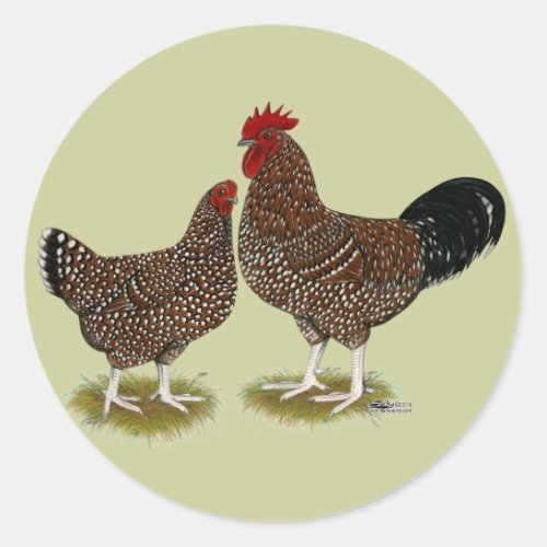 Speckled Sussex Chickens Classic Round Sticker