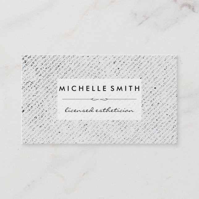 Speckled Texture Stripes White Label Business Card (Front)