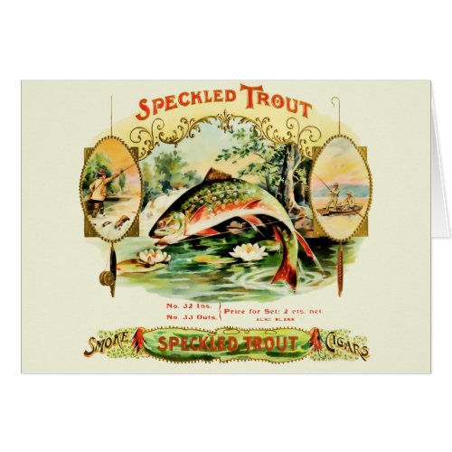 Speckled Trout Vintage Cigar Box Label Greeting