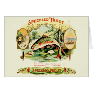 Speckled Trout Vintage Cigar Box Label Greeting Cards