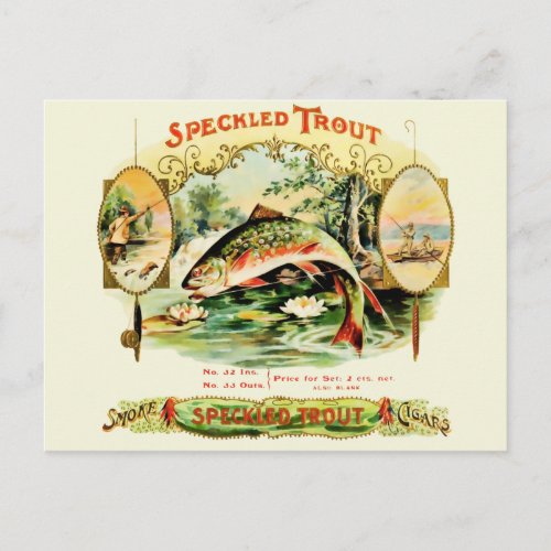 Speckled Trout Vintage Cigar Box Label Postcard