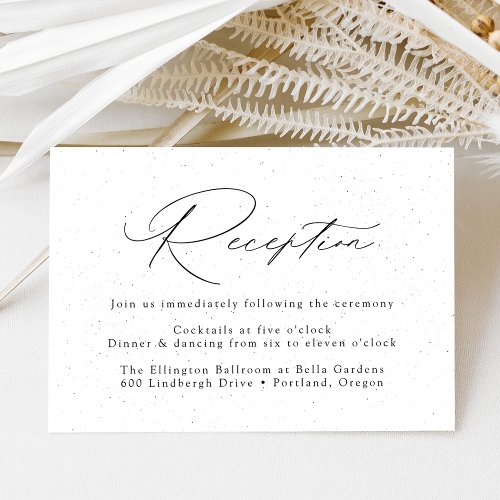 Speckled White and Black Wedding Reception Enclosure Card