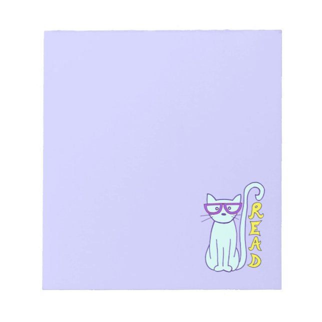 Spectacle Cat with Purple Glasses with Read sign Notepad (Front)