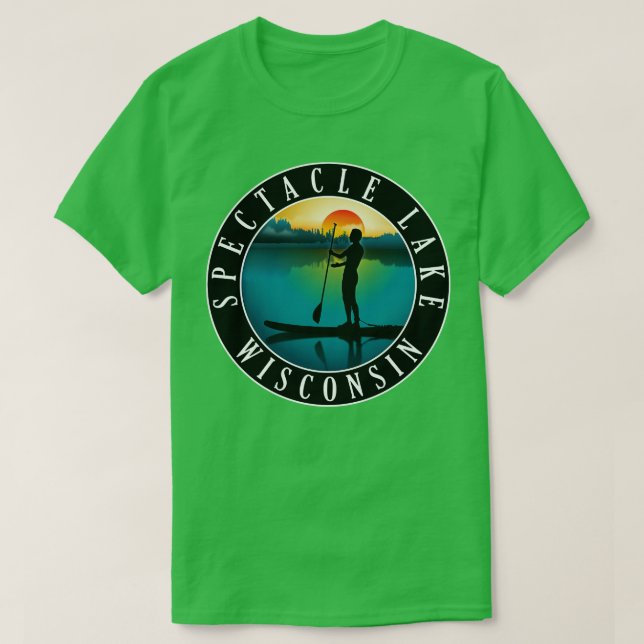 Spectacle Lake Wisconsin Paddleboarding T-Shirt (Design Front)