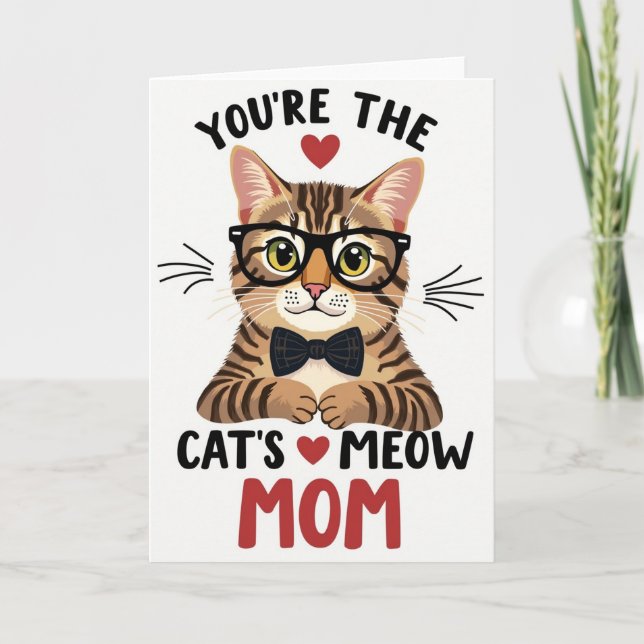 Spectacled Cat Moms Day Card (Front)