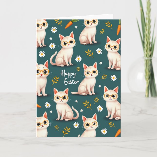 Spectacled Cats Easter Card (Front)