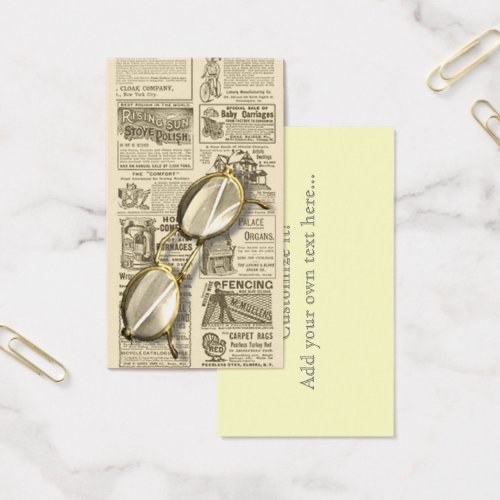 Spectacles and Newspaper Design Business Card