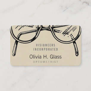 Spectacles Eyewear Cream Faux Flannel Business Card