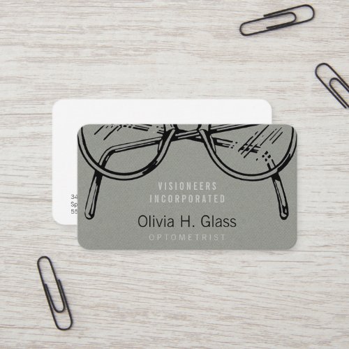 Spectacles Eyewear Gray Faux Flannel Business Card