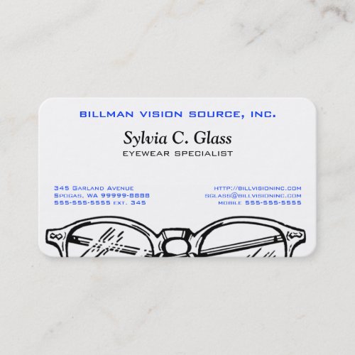 Spectacles Eyewear Optical Vision Business Card