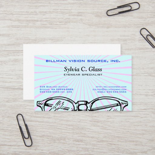 Customizable Spectacles Eyewear Optical Vision Business Cards