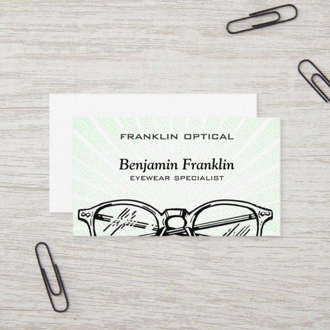 Spectacles Eyewear Sunburst Optical Vision Business Card (Front/Back In Situ)