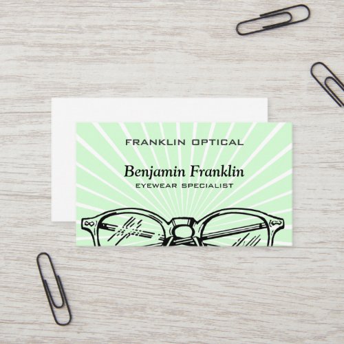 Spectacles Eyewear Sunburst Optical Vision Business Card