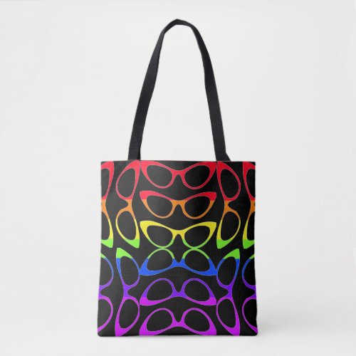 Spectacular Cat Eye Glasses Rainbow Pattern Tote Bag