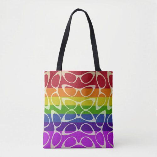 Spectacular Cat Eye Glasses Rainbow Pattern Tote Bag