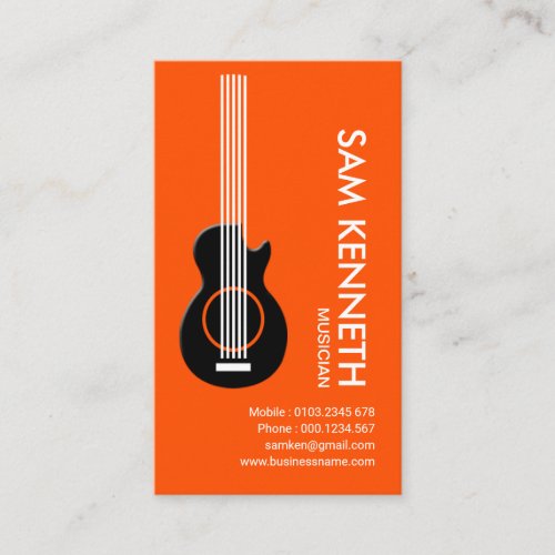 Spectacular Guitarist Orange Zest Musician Business Card