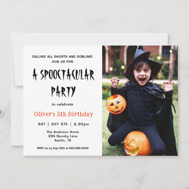 Spectacular Halloween Kids Birthday party Photo  Invitation (Front)