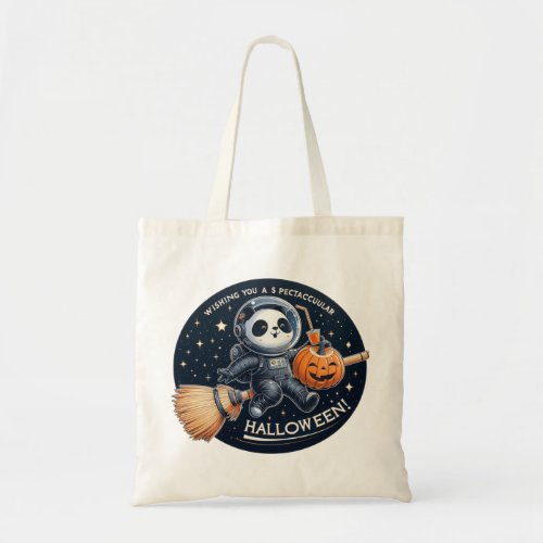 Spectacular Halloween with a Bamboo_Broom Panda As Tote Bag