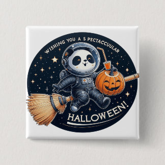 Spectacular Halloween with a Bamboo-Broom Panda  Button
