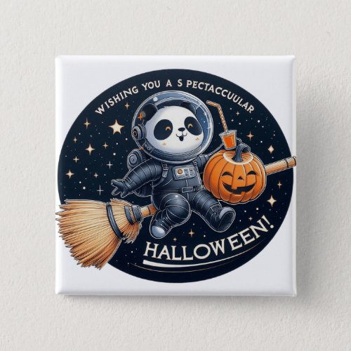 Spectacular Halloween with a Bamboo_Broom Panda  Button